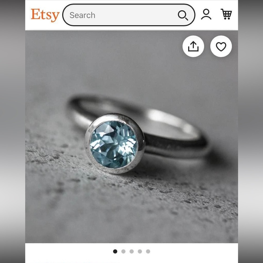 Handmade Blue Topaz And Sterling Silver Ring Size 5.5